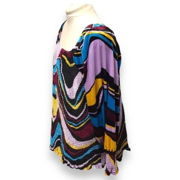 Terra & Sky Women’s Plus Size Velvet Smock Top, Multicolor, size 3X - Picture 6 of 11